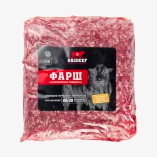 ФАРШ KAZBEEF GROUNDBEEF ИЗ МРАМОРНОЙ ГОВЯДИНЫ 80/20 ЗАМ 1КГ
