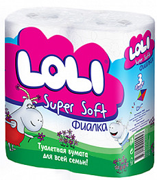 Бумага туалетная Loli super soft фиалка 4 рулона 