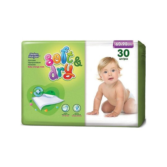 Пеленки детские HELEN HARPER SOFT&DRY одноразовые 60*90 см 30 шт
