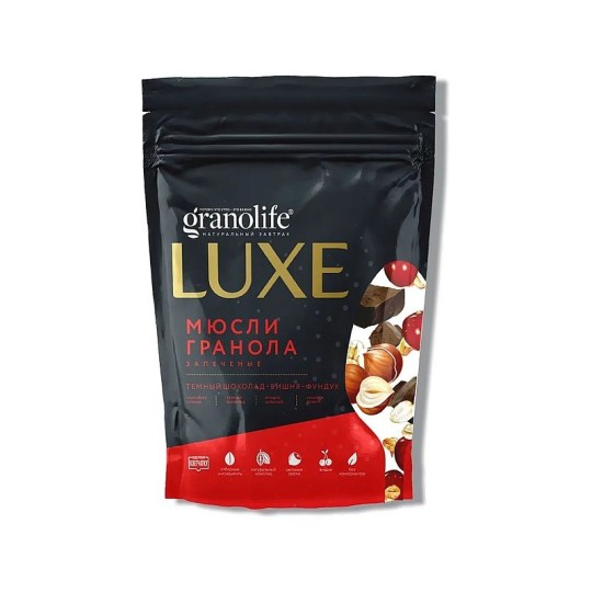 ГРАНОЛА GRANOLIFE LUXE ТЕМНЫЙ ШОКОЛАД-ВИШНЯ-ФУНДУК 300ГР
