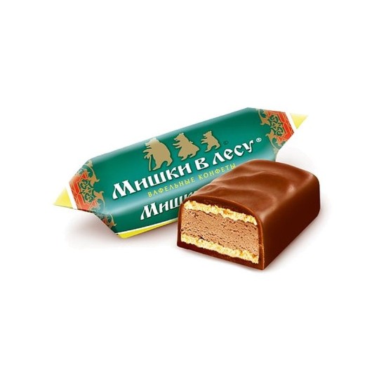 КОНФЕТЫ ВАФЕЛЬНЫЕ ПОБЕДА МИШКИ В ЛЕСУ С НАЧИНКОЙ В ГОРЬКОМ ШОКОЛАДЕ 72% ВЕС