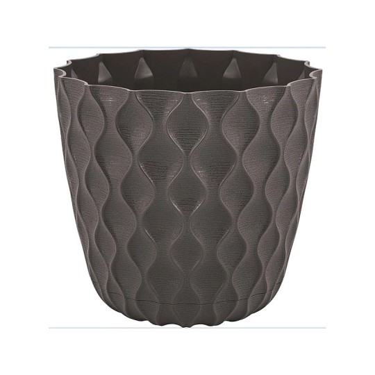 ГОРШОК ДЛЯ ЦВЕТОВ INGREEN WAVE С ДРЕНАЖНОЙ СЕТКОЙ И СЪЕМНЫМ ПОДДОНОМ 2,5Л, D175ММ, ГОРЬКИЙ ШОКОЛАД