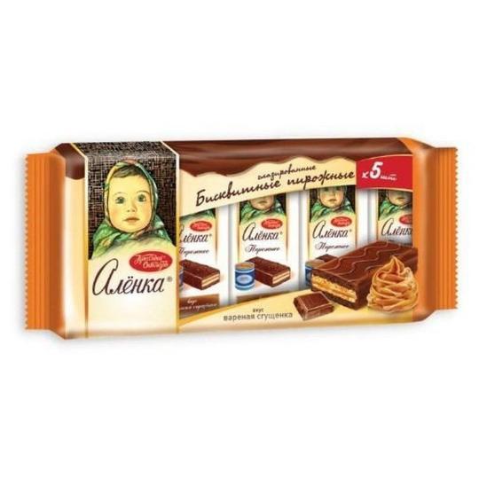 Пирожное бисквитное Красный Октябрь "Аленка" со вкусом вареной сгущенки, 240 гр, 