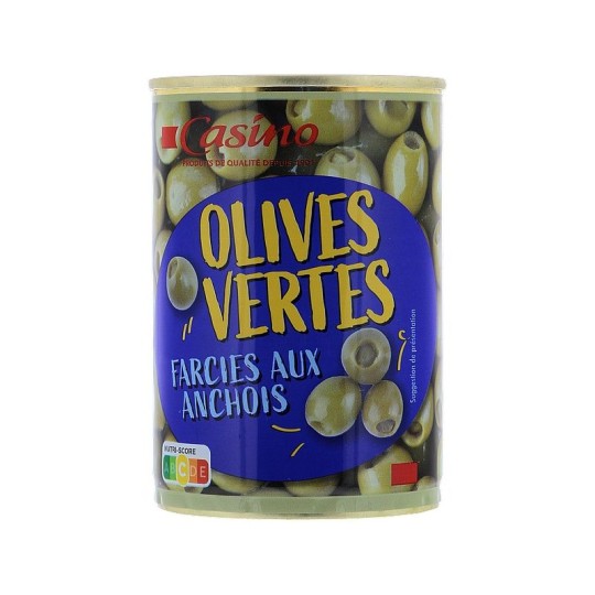 CASINO ОЛИВКИ ЗЕЛЕНЫЕ НАЧИНЕННЫЕ АНЧОУСАМИ 120Г