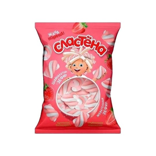Зефир "СЛАСТЕНА" жевательный Клубничное мороженое 75г