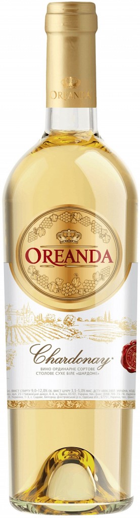 Вино белое Oreanda Chardonay сухое 0,75 л (Украина)