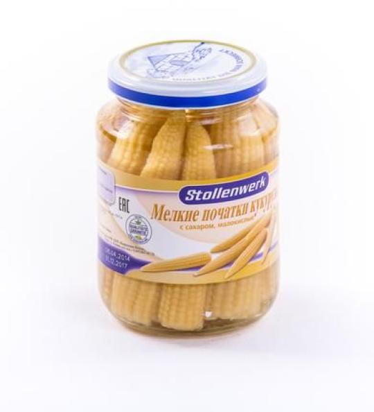 Кукуруза STOLLENWERK малокислые мелкие початки с сахаром, 330г