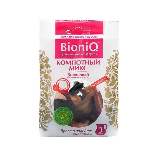 МИКС КОМПОТНЫЙ ИЗ СУХОФРУКТОВ ВИШНЕВЫЙ BIONIQ 80ГР НА 3Л