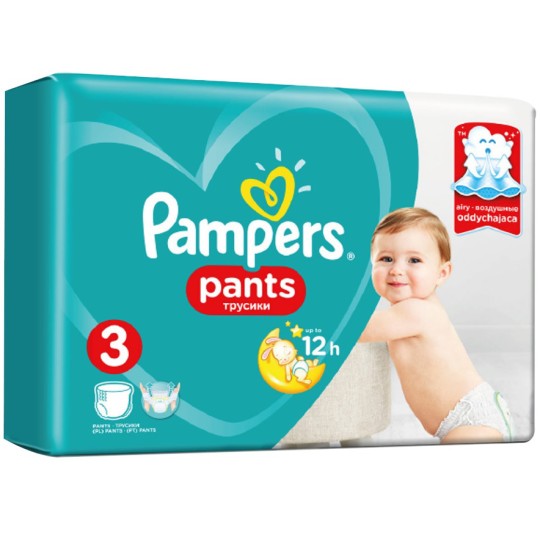 ПОДГУЗНИКИ-ТРУСИКИ PAMPERS PANTS JUMBO PACK 3 6-11КГ 52ШТ ГР/УП