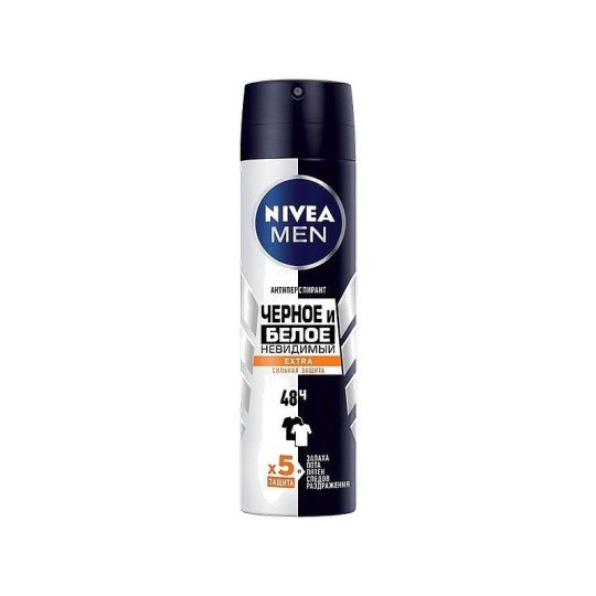 Антиперспирант NIVEA MEN EXTRA черное и белое невидимый спрей мужской 150 мл