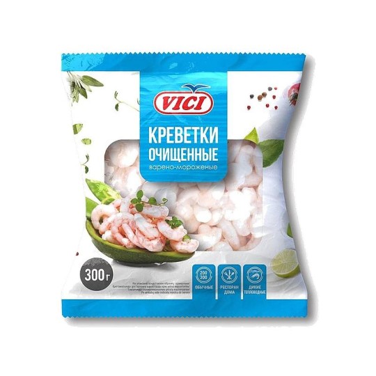 Креветки Vici Любо есть очищенные варено-мороженые 200/300 300Г