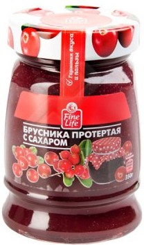 Брусника протертая с сахаром Fine Life 350 г