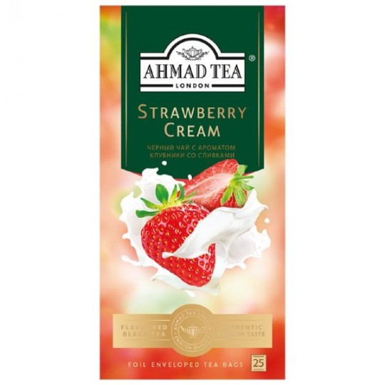 AHMAD TEA| чай черный  с ароматом клубники со сливками 25 пакетиков