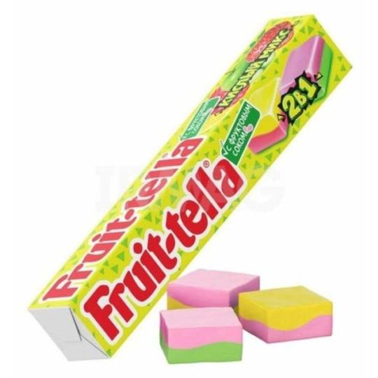 ЖЕВАТЕЛЬНЫЕ КОНФЕТЫ FRUITTELLA КИСЛЫЙ МИКС 2в1 СО ВКУСАМИ ЯБЛОКА И КЛУБНИКИ ЛИМОНА И МАЛИНЫ