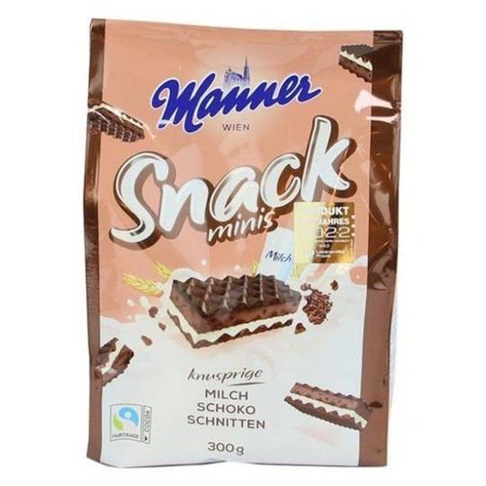MANNER ВАФЛИ МОЛОЧНЫЕ В ШОКОЛАДЕ МИНИ 300Г