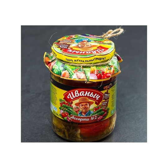 Ассорти овощное ИВАНЫЧ; Томаты и огурцы маринованные 670МЛ