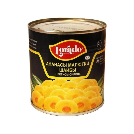 Ананасы малютки Lorado шайбы в сиропе 580 мл