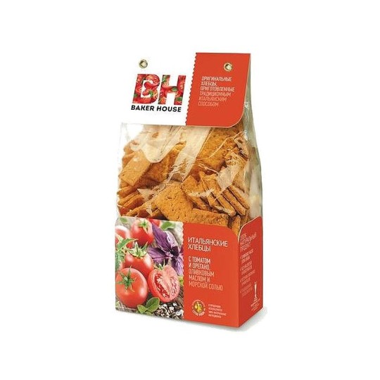 Итальянские хлебцы Baker House с томатом и орегано, 250 гр.