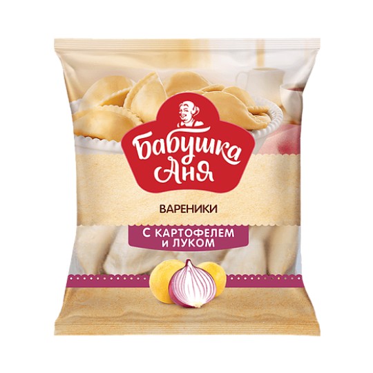 ВАРЕНИКИ БАБУШКА АНЯ С КАРТОФЕЛЕМ И ЛУКОМ ЗАМОРОЖЕННЫЕ 430ГР