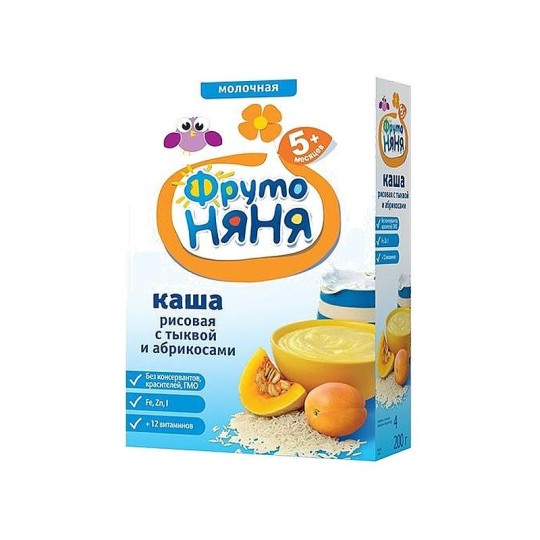 Каша детская ФрутоНяня рисовая тыква абрикос молочная 200 г