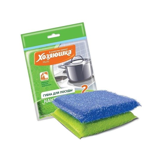 Губка для посуды Хозяюшка в пластике (Кактус) 2шт