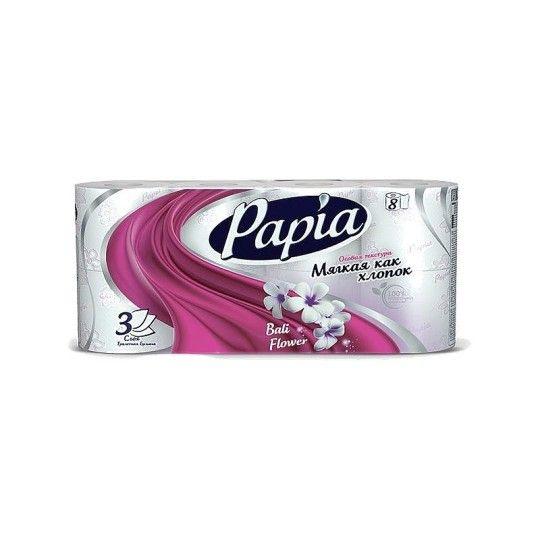 Бумага туалетная Papia Bali flower 3 слоя 8 рулонов