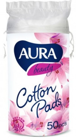 Ватные диски  AURA двухсторонние 50 шт