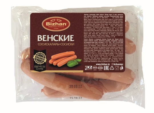 Сосиски Bizhan Венские 440 Г Натур.Обалоч. В/Упак.