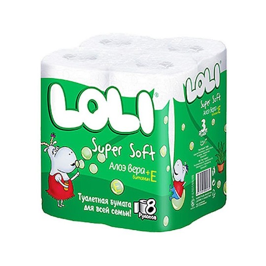 Бумага туалетная Loli алоэ вера 8 рулонов