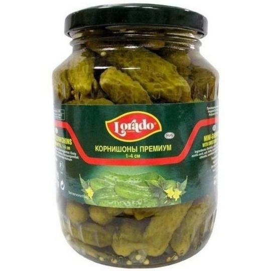 Корнишоны Lorado Премиум маринованные, 1-4 см 370 мл.