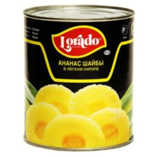 "Lorado"Ананасы шайбы в сиропе 580 мл