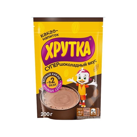 КАКАО НАПИТОК ХРУТКА СУПЕР ШОКОЛАД ПАК 200ГР