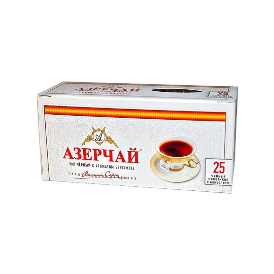 25 ПАКЕТИКОВ ЧАЙ  АЗЕРЧАЙ ЧЕРНЫЙ БЕРГАМОТ