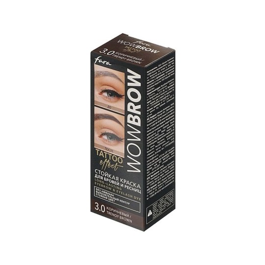 КРАСКА ДЛЯ БРОВЕЙ И РЕСНИЦ FARA WOW С ЭФФЕКТОМ ТАТУАЖА 3.0 КОРИЧНЕВЫЙ 30МЛ