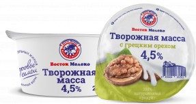 Масса творожная Восток Молоко 4,5% с грецким орехом 200 г