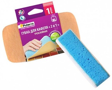 Губка для кафеля Paterra 2-в-1 трехслойная