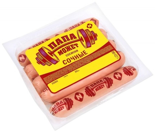 Сосиски "Сочные" Останкино "Папа может" , полиэтиленовая оболочка