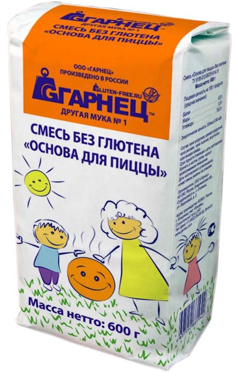 Смесь основа для пиццы Гарнец без глютена 600 г