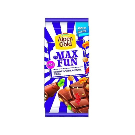 ALPEN GOLD| молочный шоколад карамель, мармелад, печенье "MAX FUN"
