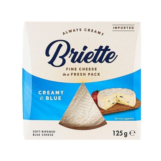 СЫР KASEREI BRIETTE CREAMY & BLUE МЯГКИЙ С БЕЛОЙ И ГОЛУБОЙ ПЛЕСЕНЬЮ 60% 125 Г