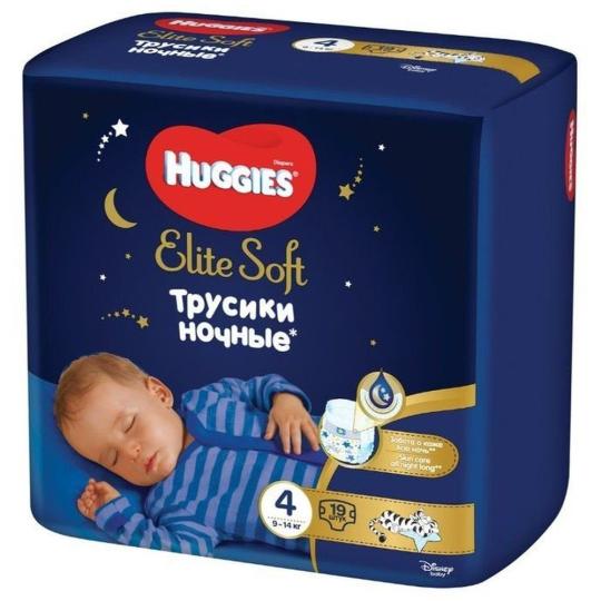 ТРУСИКИ-ПОДГУЗНИКИ HUGGIES ELITE SOFT НОЧН 4 19ШТ