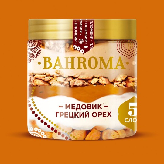 Мороженое Bahroma Банка Пломбир Медовик Грецкий Орех 320 гр