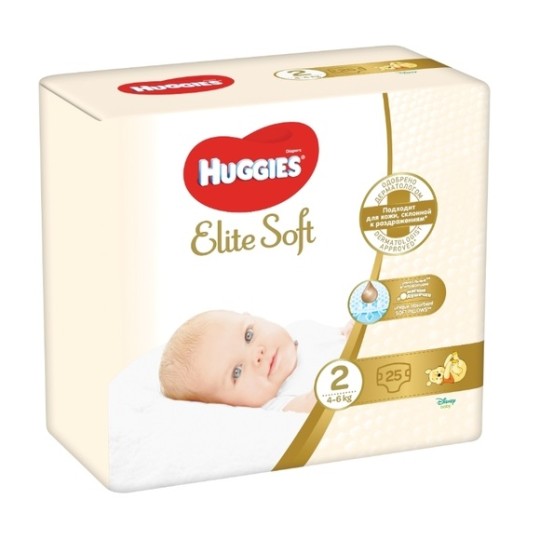 ПОДГУЗНИКИ HUGGIES ELITE SOFT 2 4-6КГ 20ШТ ГР/УП