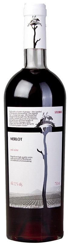 Вино красное Молдавский аист Merlot полусухое 0,75 л (Молдавия)