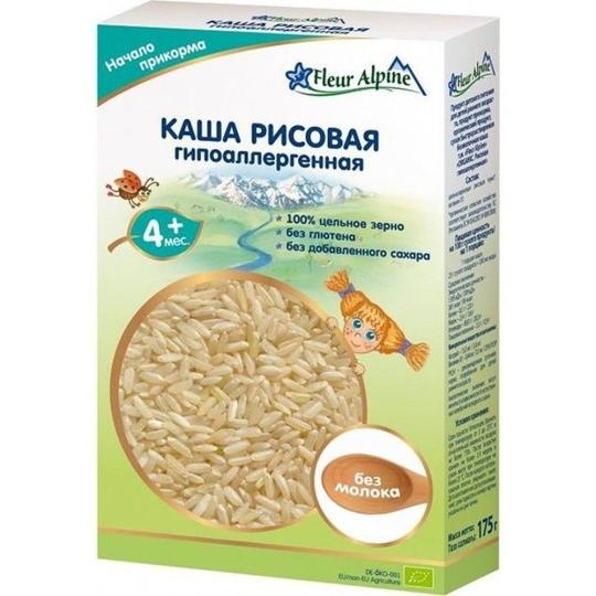 Fleur Alpine Organic каша безмолочная рисовая гипоаллергенная, с 4 месяцев, 175 г