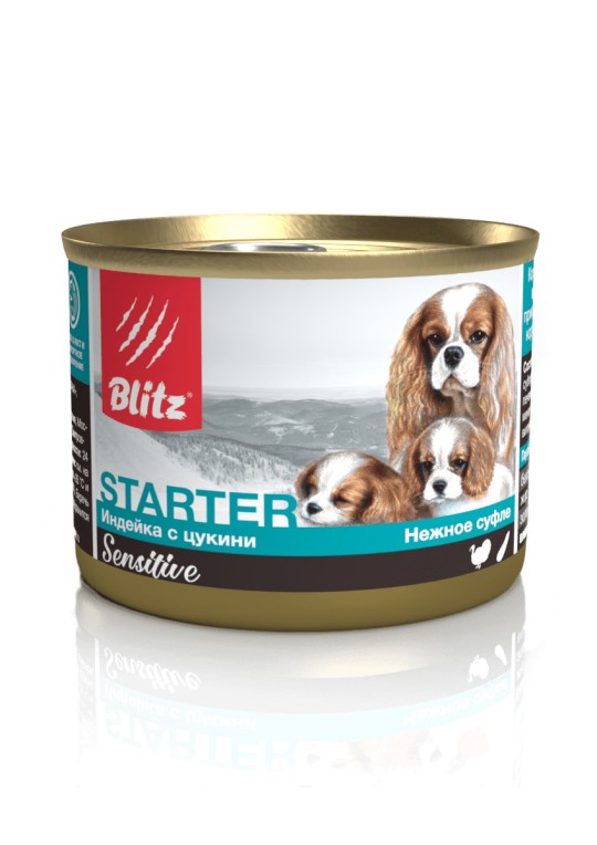 ВLITZ |«Индейка с цукини» консервированный корм-стартер для щенков, беременных и кормящих сук200ГР