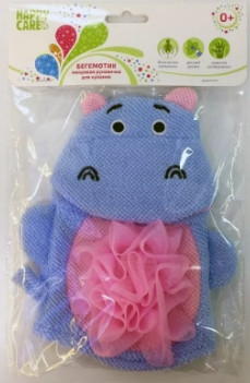  Рукавичка махровая Happy Care "Бегемотик" для купания ребенка
