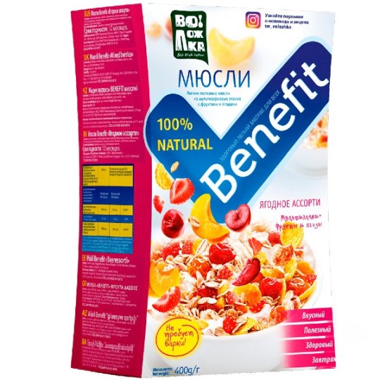 ВОЛОЖКА| мюсли ягодное ассорти "BENEFIT" 400г