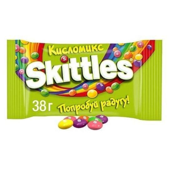 Драже Skittles Кисломикс в сахарной глазури с ароматами малины, ананаса, мандарина, вишни и яблока, 38г