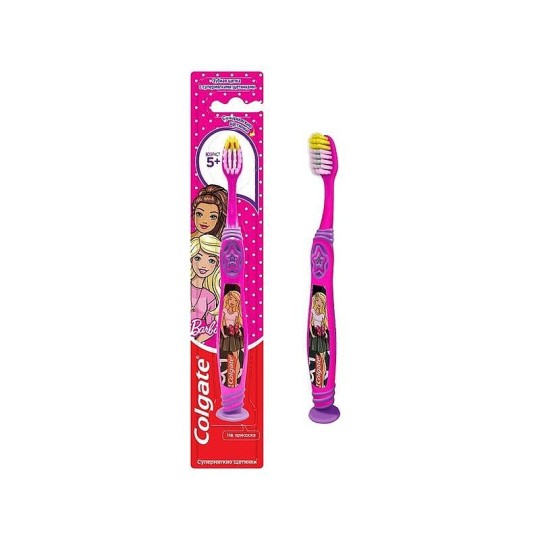 Colgate Barbie детская зубная щетка супермягкая 5+ розовая